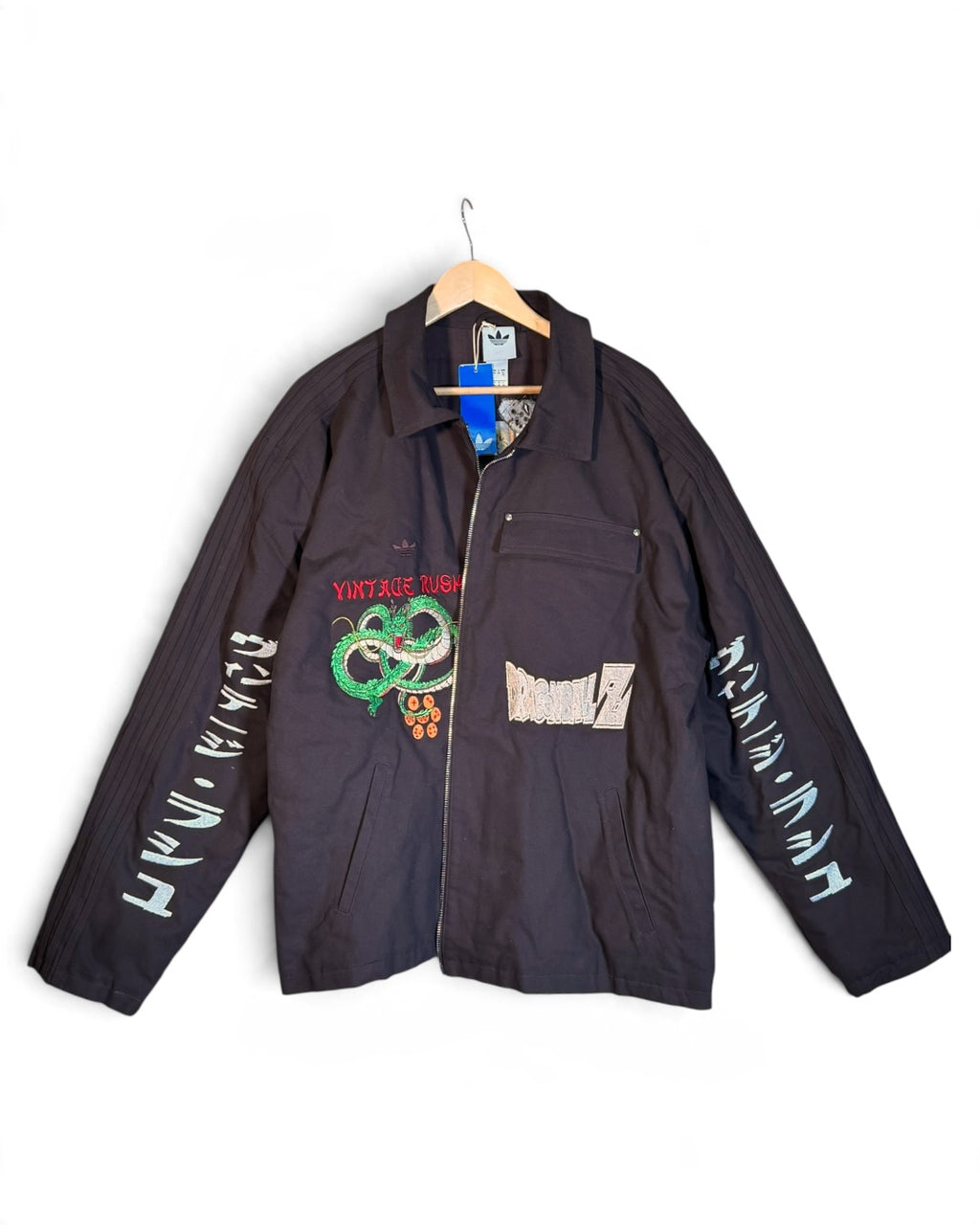 Brown Puffy Jacket - Dragon Ball Z Embroidery Front - Cell Games Embroidery Back