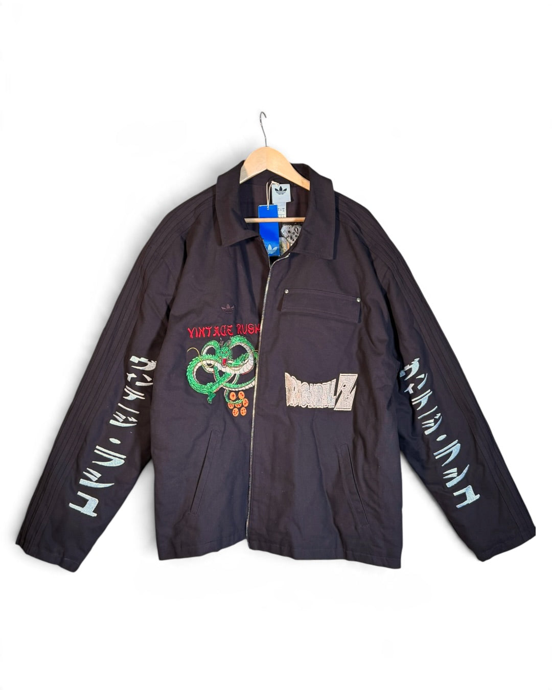 Brown Puffy Jacket - Dragon Ball Z Embroidery Front - Cell Games Embroidery Back
