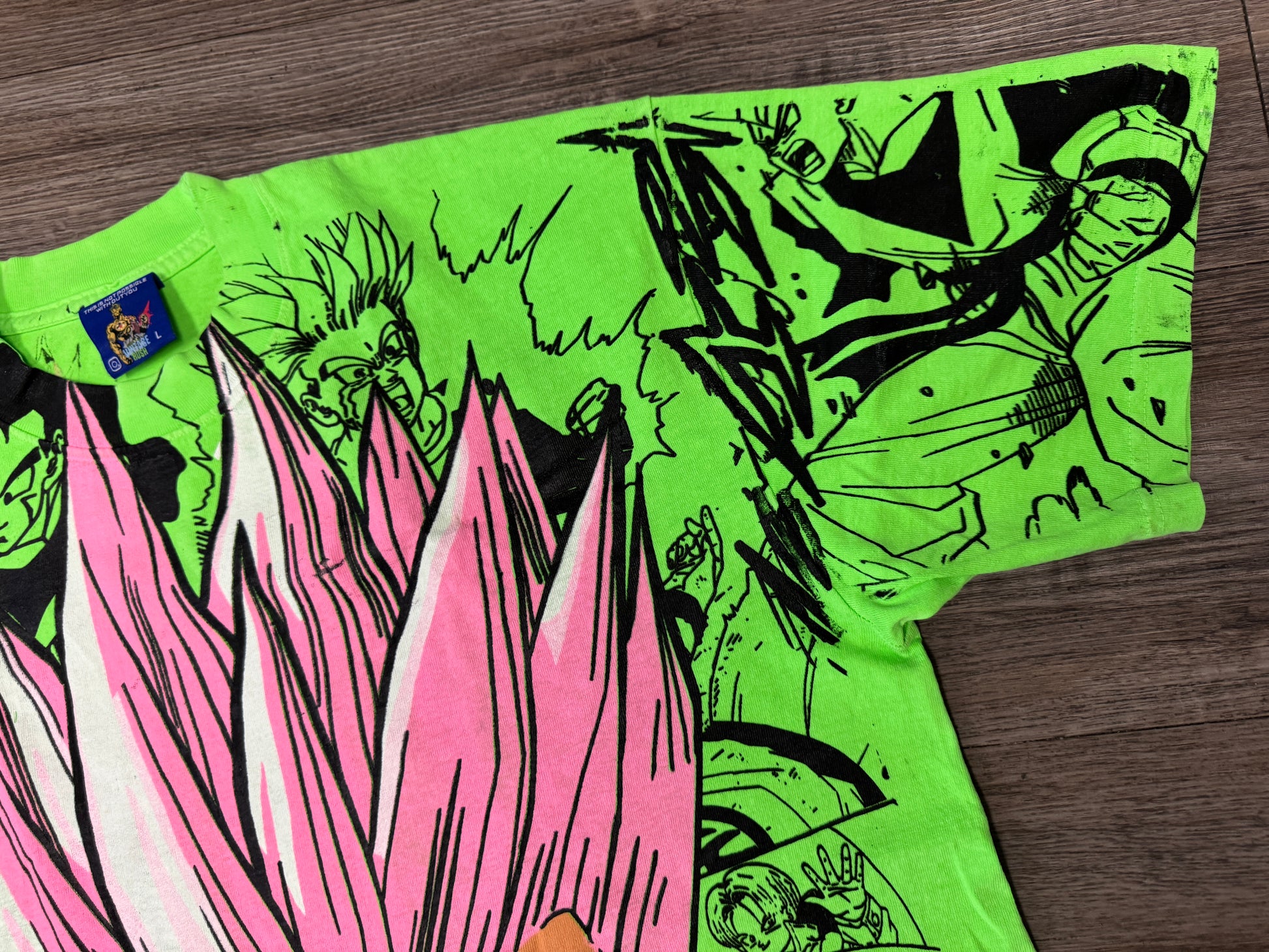 Neon green - Gohan mega print (pink)