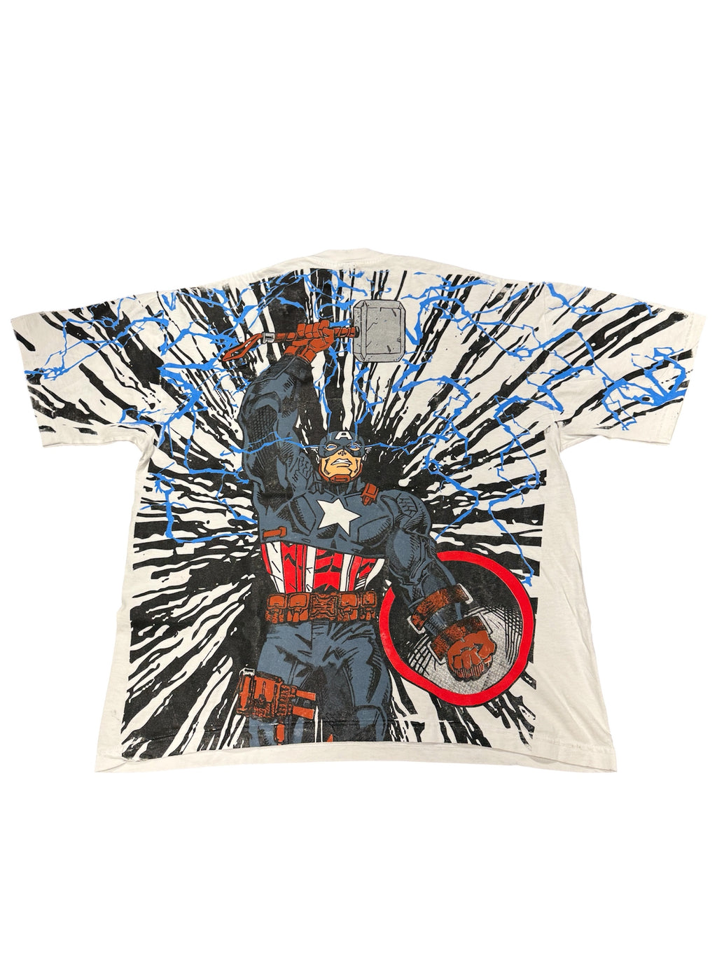 White - Captain America thors hammer mega print