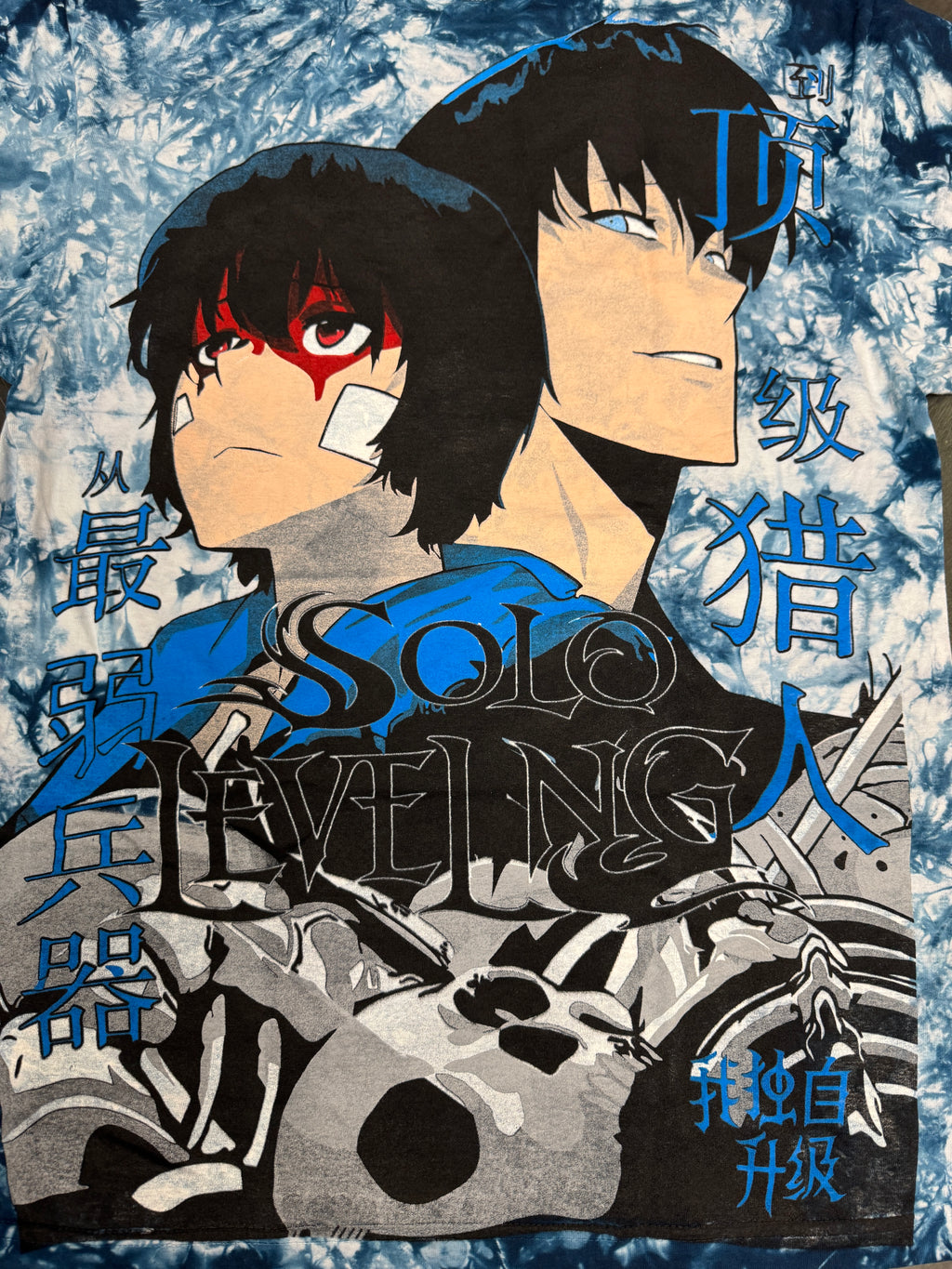 Blue & white tye dye - solo leveling big face
