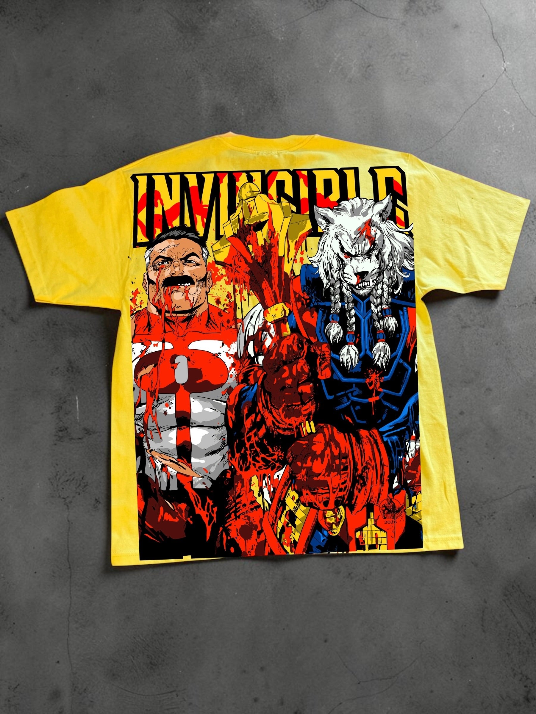 Yellow - Eve & Mark Front & Omni man and battle beast back