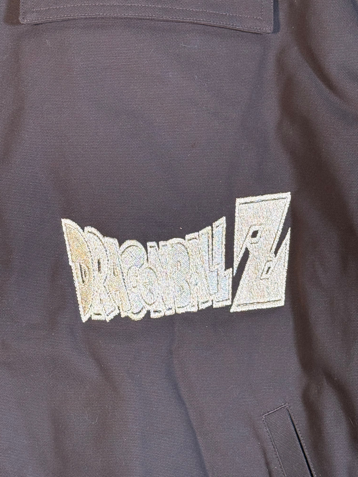 Brown Puffy Jacket - Dragon Ball Z Embroidery Front - Cell Games Embroidery Back