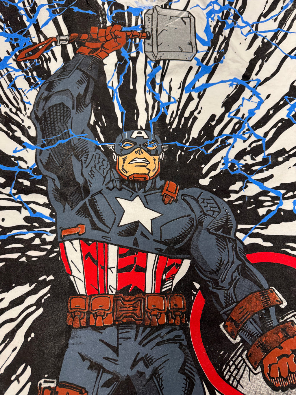 White - Captain America thors hammer mega print