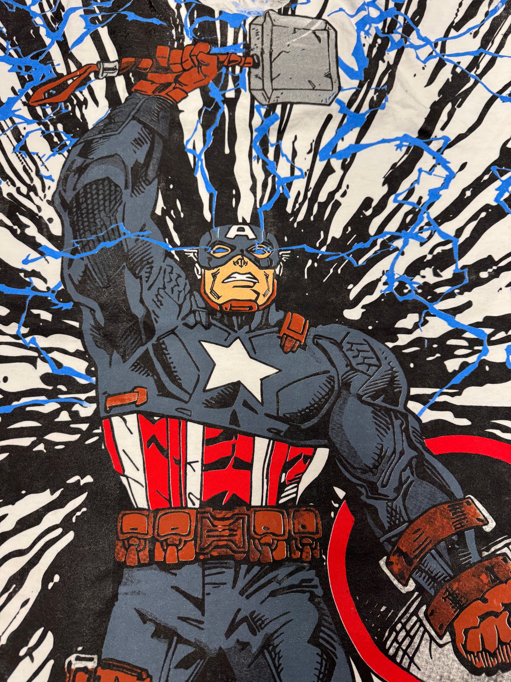 White - Captain America thors hammer mega print